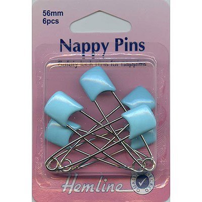Hemline Blau Baby Windel Windel Sicherheitsnadeln Mit Sicherheitsschloss & Drücke Hinein Köpfe 56mm 0.6cm