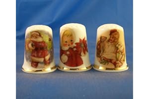 BIRCHCROFT CHINA PORCELAINE FINE à collectionner Lot de 3 dés à coudre Collection de Noël