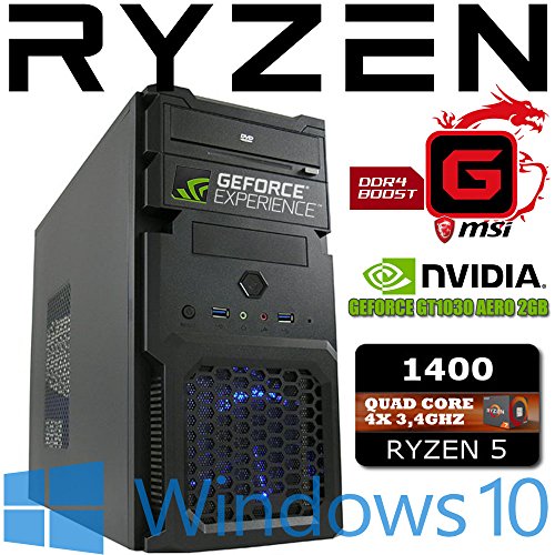 Computer PC RYZEN 5 1400 (4x 3,4GHz) MSI A320M Grenade 4GB-DDR4 1000GB-HDD Nvidia GeForce GT1030 AERO 2GB OC Windows10 Home 64.Bit Ready to Go