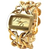 Alexis Armbanduhren Quarz Damen Rechteckig Japan Seiko PC21 Movement Gold Metall Band Gold Dial
