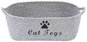 Morezi Durable Rope cat Toy Box with Handle, pet Toy Basket(Grey), Kitties Bed, pet Toy Box- Perfect for organizing pet Toys, Blankets, leashes, Coats - Cat - Grey