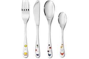 Zilverstad Children's Cutlery 4-PCS Plays Set di 4 Posate per Bambini con Miffy Che Gioca, Metallo, Color Argento, 21.5 x 15.5 x 2.5 cm