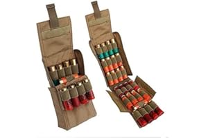 FIRECLUB MOLLE Tactical 25 Rounds Shotshell Pouch Holder Compact Foldable Shotgun Reload Ammo Mag Bag Quick Access Shotgun Shell Carrier 8" H x 4" W x 1.5" D (Sand)