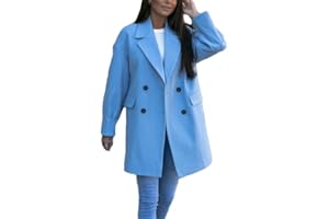 Godoboo Damen Winter Blazer Mantel Lang Wollmantel Warme üBergangsjacke Einfarbig Blazer Jacke Herbst Winter Jacke Outwear Mantel