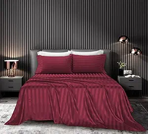 Cloth Fusion Microcloud Microfiber Double Size Bedsheet with 2 Pillow Covers (Red)