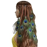 ZYCC Fascinator Pfau Federn Stirnband Bohemian Quasten Hairband National Style Headwear für Frauen Mädchen -