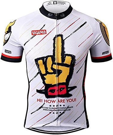 Thriller Rider Sports Mens Funny White Mountain Bike Short Sleeve Cycling Jersey Bike Tshirt Medium