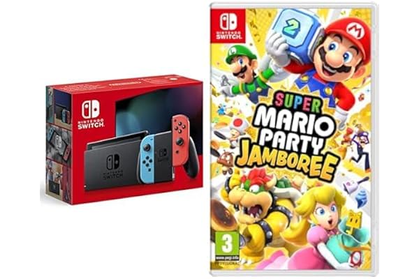 Nintendo Consola Switch - Color Azul Neón/Rojo Neón & Super Mario Party Jamboree