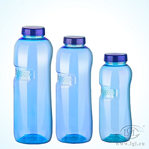 3er Set Trinkflaschen 0,5-0,75-1L Wasserflaschen + 3 x Trinkdeckel - 4