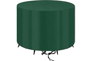 LXZHPA Garden Furniture Cover - Round Outdoor Patio Table Cover, Waterproof, Windproof, Anti-UV Heavy Duty 420D Oxford Fabric - 190x140cm
