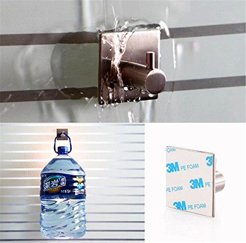 Handtuchhaken, FTUNG 6 Stück Edelstahl Haken, Selbstklebend Haken, Bad und Küche Handtuchhalter, Wasserdicht Kleiderhaken Ohne Bohren, Edelstahl rostfrei (4,5X4,5cm, 80g) - 4