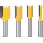 Treki 4PCS Wood Straight Burr Grooving Mills 8mm Shank Straight Flute Bits Double Cemented Carbide Straight Milling Cutter Bi