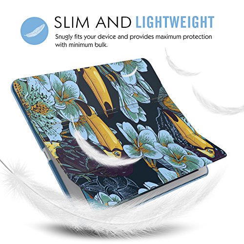 MoKo Hülle für iPad Air – PU Leder Tasche Schale Smart Case mit Translucent Rücken Deckel, mit Auto Schlaf/Wach Funktion und Standfunktion für Apple iPad Air / iPad 5 (5th Gen) 9.7″ Tablet, Tukan Vogel - 8