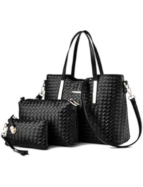 Damen Handtasche, Mode PU Lackleder Tasche mit Alligator Muster, 3-teiliges Set mit Crossbody Tasche und Geldbeutel...