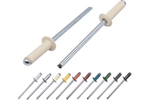MARCOPOL (Pack of 80 pcs) Painted Blind Rivets 4.0 x 14 mm, Dome Head, DIN 7337, Aluminum Rivet and Steel Mandrel, Pop Rivets (80, Light Ivory RAL 1015)