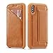 Produktbild Coollee Ledertasche für iPhone XS Max Echt Leder Echtleder für iPhone XS Max 2018 6.5" Hülle Wallet Lederhülle mit Standfunktion und Kartenfach Echtledertasche Ultra Dünn Flip Handyhülle Silikon TPU Weich Klapphülle Retro Bookstyle Cover, Braun