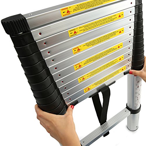 TRESKO® Aluminium Teleskopleiter Anlegeleiter in 3 Größen 2,60 Meter – 3,20 Meter – 3,80 Meter | Norm EN131| SGS geprüft (3,20m) - 6