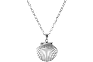 Ouran Locket Necklace for Women,Sea Shell Pendant Necklace Girls Charm Adjustable Long Chain Choker Necklace