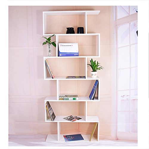 Amantine Étagère Style Échelle Bibliothèque Rangement Livre Fleur 6 Étagères pour Salle de Bain, Salon, Jardin, Taille: 80 * 23 * 192cm, Poids: 24kg (Blanc)
