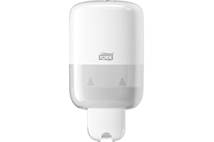 Tork Dispensador Mini para Jabón Líquido, Crema de Ducha, Loción Limpiadora de Inodoro y Desinfectante de Manos, Blanco, Compacto, Sistema de Dispensación S2 Económico, 561000