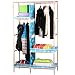 Popamazing Wood Hanging Rail Bule Fabric/Oxford/Canvas Wardrobes for Kids Bedroom Furniture