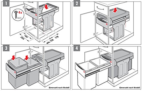 Hailo 3666101 Abfallsammler TA Swing 30.2/30 für Schränke ab 300 mm Breite mit Drehtür - 7