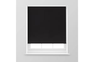 A.Unique Home Premium Trimmable Thermal Blackout Roller Window Blind in a Variety of Colours and Sizes Ideal for any Room - 4FT - Black - 120cm (W) x 170cm (L) | 47.2" (W) x 66.9" (L)
