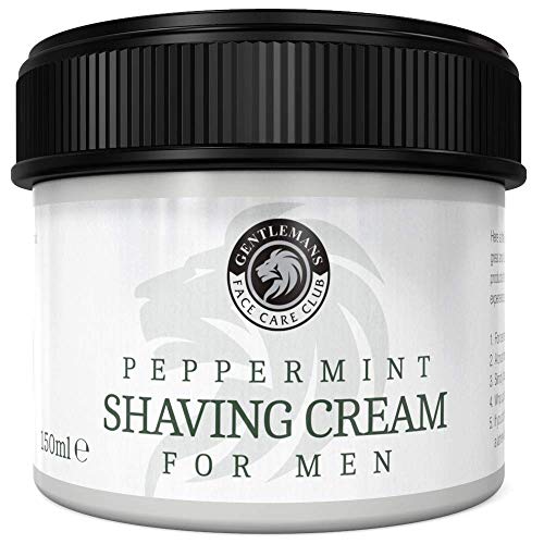 Peppermint Shave Cream - Highest Quality Shaving Cream From Gentlemans Face Care Club - Extra Large 150ml Pot With 'Easy Grip' Lid + 100% Money Back Satisfaction Guarantee