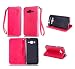 Produktbild Lonchee Samsung Galaxy J1 (2015) Wallet Tasche Brieftasche Schutzhülle , geprägten Design Hochwertige PU Leder Folio Tasche Case Hülle im Bookstyle mit Standfunktion Kredit Kartenfächer (rote)