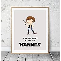 Kinderposter Namensbild Star Wars Han Solo - Geburtsdruck mit Wunschname für Jungen, Geschenkidee zur Geburt, Taufe, Geburtstag; Kinderzimmer Wandbild personalisiert - ungerahmt