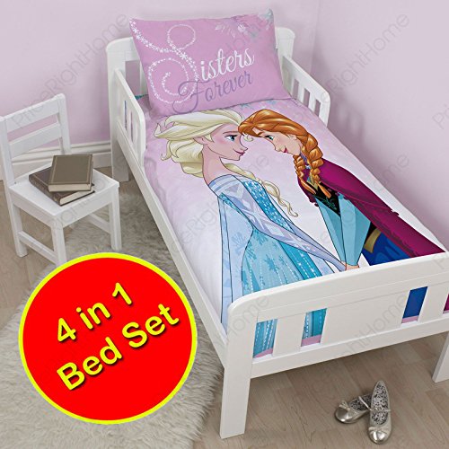 Disney Frozen Magic 4 in 1 Junior Bedding Bundle Set (Duvet + Pillow + Covers)