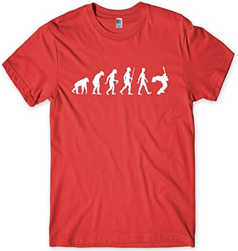 Evolution of a Guitarist Mens Guitar Player T-Shirt Gift (Medium, Red)
