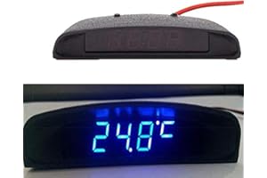 MASO Reloj digital para coche, 4 en 1, reloj de fecha, voltímetro, termómetro y monitor de voltaje de 12 V, original, para interior y exterior, multifunción, color azul