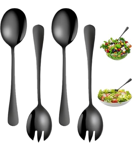 6 stuks saladebestek, slalepel, roestvrij staal, slavork, vaatwasmachinebestendig, slabestek, roestvrij staal, voorlegbestek, anti-aanbakwerking, voor dessert, pastaservies, voor familiecamping