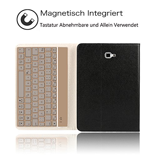 Samsung Galaxy Tab A 10.1 Tastatur-KVAGO Hülle mit Bluetooth Ultra-Thin deutschen QWERTZ Tastatur (SM-T580N SM-T585N) 7 Farbige Hintergrundbeleuchtung Keyboard Auto Schlaf/Aufwach Funktion Case Einschließlich der Schutzfolie und Eingabestiftt für Galaxy Tab A 10.1-Schwarz - 2