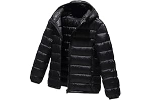 L SERVER Doudoune Enfant Garçon à Capuche Chaud Coupe-vent Manteau Fille Elégante Légère Veste Sport Blouson Hiver Vêtements