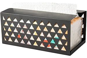 BSTCAR Iron Tissue Box, Napkin Paper Box Countertop Paper Towel Dispenser Rectangular Tissue Holder for Kitchen Bathroom 20.5x10.5x9cm