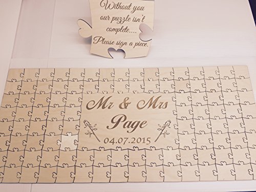 FSSS Ltd Puzzle Personalizzabile in Legno Libro degli Ospiti per Matrimonio, Anniversario, Compleanno, Legno, 56 Pieces 400x300mm (16