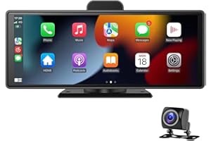 VIGORFLYRUN 10 "bezprzewodowy Apple Carplayer i przeno?ny monitor parkingowy Android Auto z ekranem dotykowym Radio samochodowe DVR z Bluetooth, Mirror Link/nadajnik FM/kamera cofania na wszystkie samochody