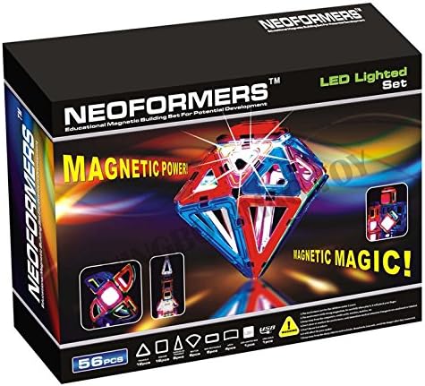 magnetic LED-Lighted set 56PCS - An Magic Educational Game to keep kids Busy for a long time - developing Creativity &amp; Motor Skills