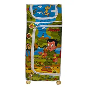 NHR Chota bheem Foldable/Collapsible Plastic Baby almirah, Kids Wardrobe, Cloth Organizer, Folding Cupboard, Toy Box (4 Shelf)