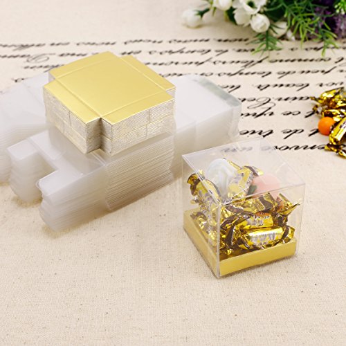 50 x Hochzeit Geburt Party Gastgeschenk Transparent Geschenkbox Kartonage Geschenkverpackung Bonboniere Box Geschenkschachtel Gift box Tischdeko 5*5*5cm - 4