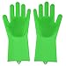 Produktbild JLKPBX 2 in 1 Haustier hitzebeständig abstauben Bad Reinigungshandschuhe Reinigung Küchenhandschuhe Küche reißfest Haushalt geeignet11.5x32.5cm Grasgrün