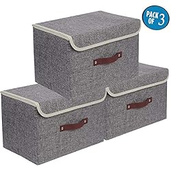 Set de 3 - Boîte de Rangement Pliable de 38*25*25cm,Boîte Range pour Vêtement, Décoration,sous-vêtements,Jouets,Magazine,Petit Trucs,Accesoires Gris
