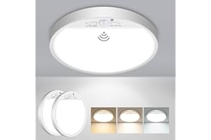 ‎SLOCHI slochi 2 Stück Lampe Deckenlampe mit Bewegungsmelder Innen, 15W 1500LM LED Deckenleuchte mit Bewegungsmelder, 3000K/4000K/6500K Rund Sensor Licht für Flur Treppe Küche Balkon Abstellraum Keller, Ø18CM