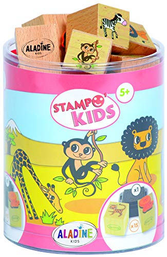 Aladine - Stampo Kids, Kit 15 Sellos, diseño Animales de la Selva (ALSE03316)