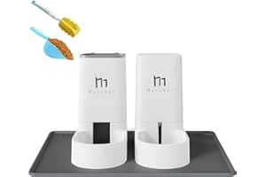 Marchul Abreuvoir et alimentateur Automatique pour Chats, Chiens, 3,8 L avec Distributeur d'eau et Distributeur Automatique pour Animaux (mangeoire + arrosoir + Tapis)