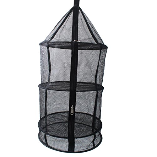 Gazechimp 4 Schichten Windundurchlässiges, Faltbares und Hängendes Trockennetz - Hanging Netz Trockner Net, perfekt für Gemüse, Fischgerichte Outdoor Camping, Picknick Speicher Korb (Schwarz)