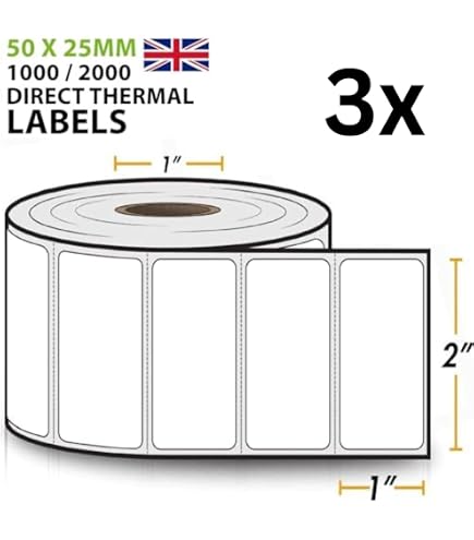 Étiquettes Thermiques 67x25mm (2 Rouleaux/4000 étiquettes) - Pour Imprimantes Zebra, Perforées, Sans Encre - 3