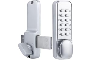 CODACE Serrure de porte 100 % mécanique en acier inoxydable avec pavés numériques, serrure de porte d'entrée sans clé, serrure à pêne dormant avec poignée, ensemble de serrures de porte d'entrée à